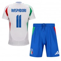 Camisa de Futebol Itália Giacomo Raspadori #11 Equipamento Secundário Infantil Europeu 2024 Manga Curta (+ Calças curtas)